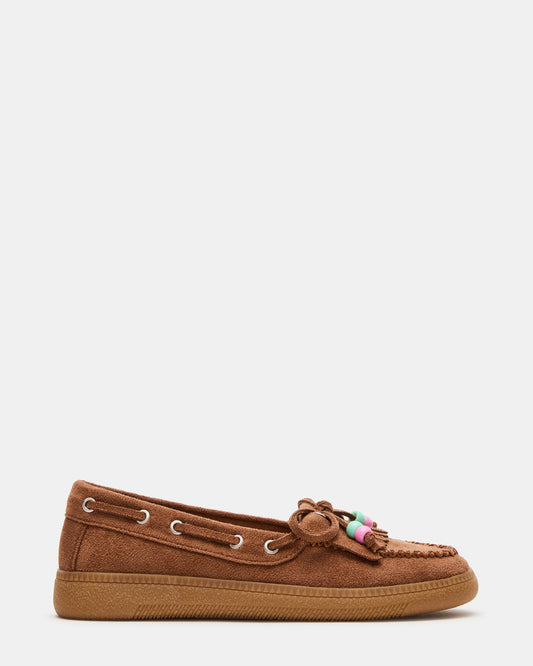 Steve Madden Kids' KRISP Cognac Girls' Boat Shoe Loafer