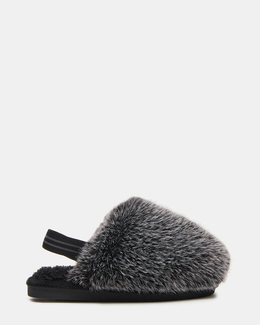 Steve Madden Kids' POOF Grey Slip-On Faux Fur Girls' Flat