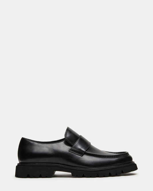 Steve Madden RADKIN Black Leather Slip-On Dress Men's Loafer