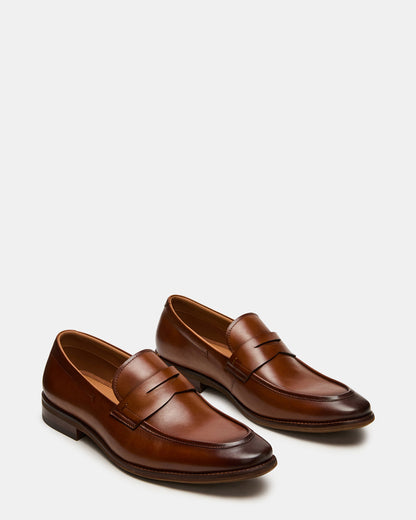 Steve Madden LIGHTNING Tan Leather Round-Toe Slip-On Men's Loafer