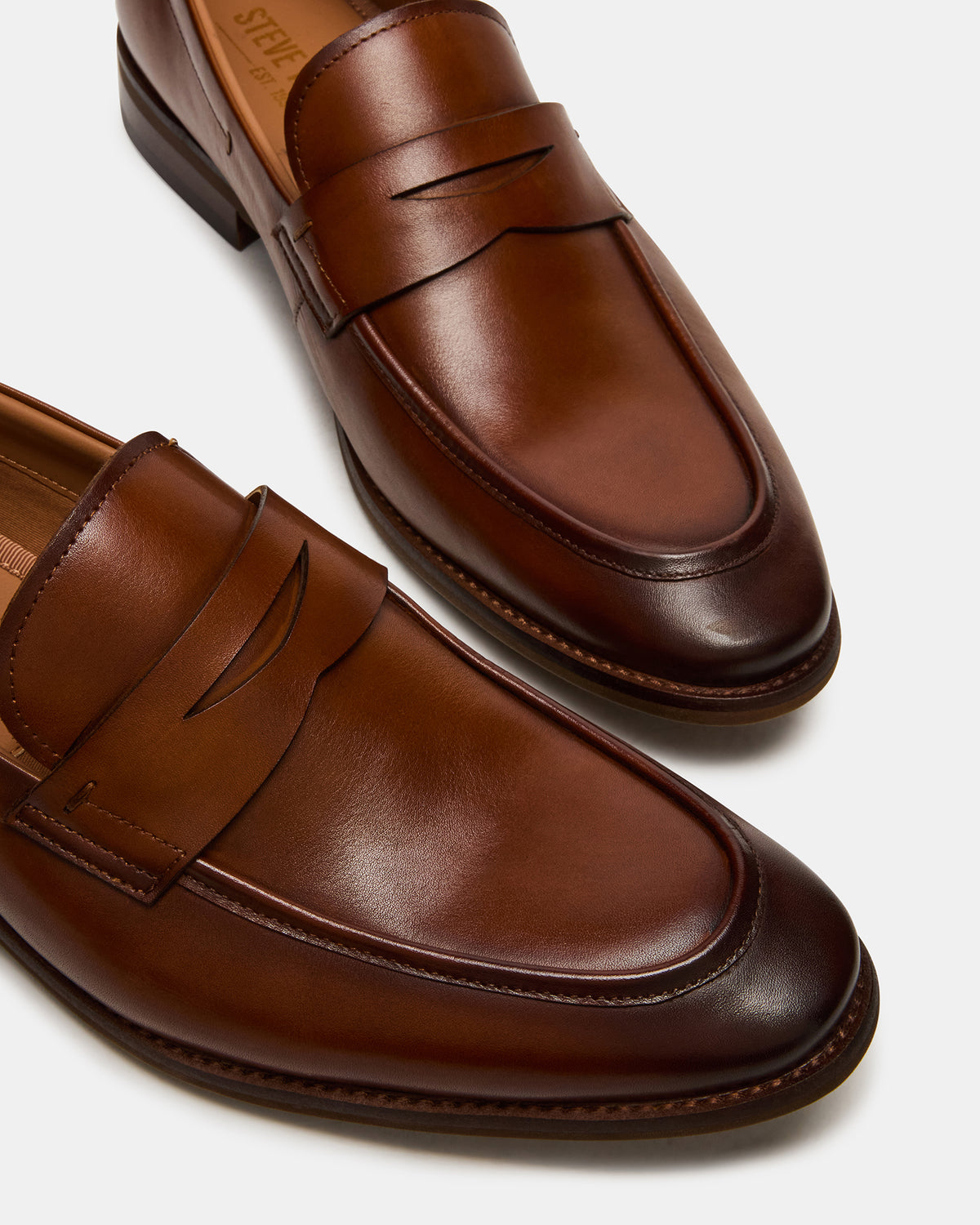 Steve Madden LIGHTNING Tan Leather Round-Toe Slip-On Men's Loafer
