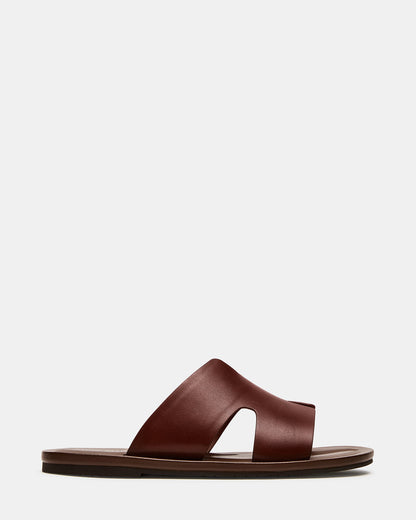 Steve Madden SPLASH Tan Leather Men's Flat Slip-On Sandal