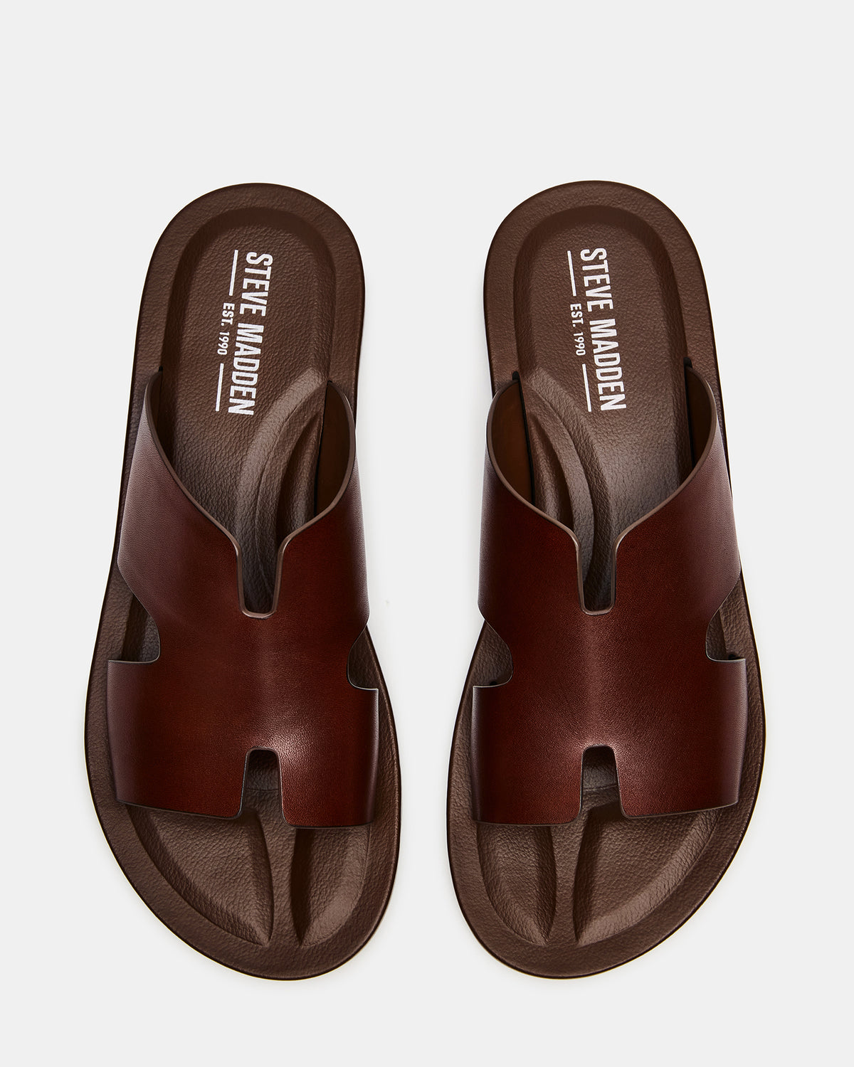 Steve Madden SPLASH Tan Leather Men's Flat Slip-On Sandal