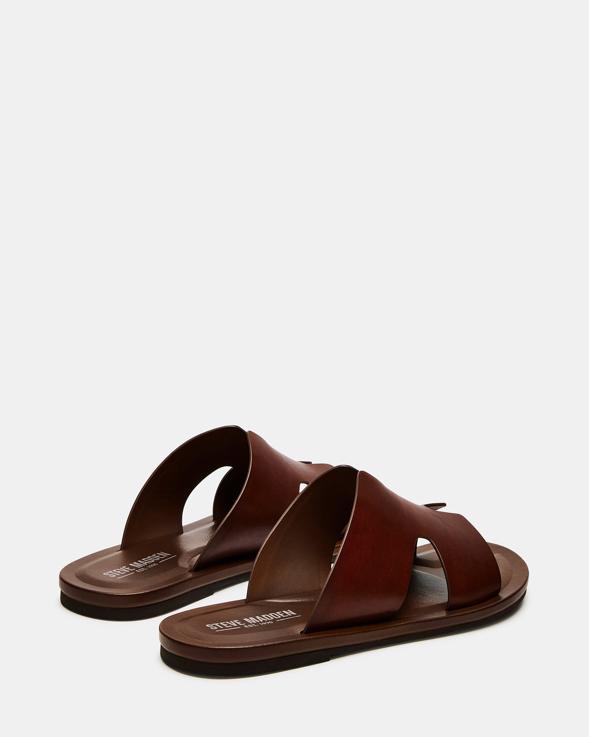 Steve Madden SPLASH Tan Leather Men's Flat Slip-On Sandal