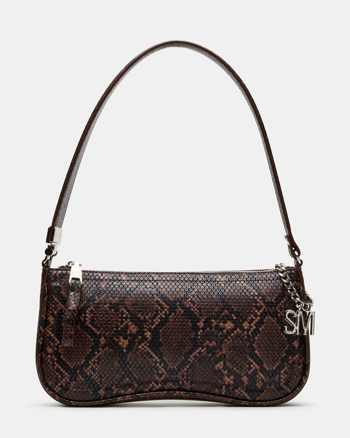 Steve Madden ANGEL Bag Brown Snake Top-Zipper Structured Shoulder Strap Handbag