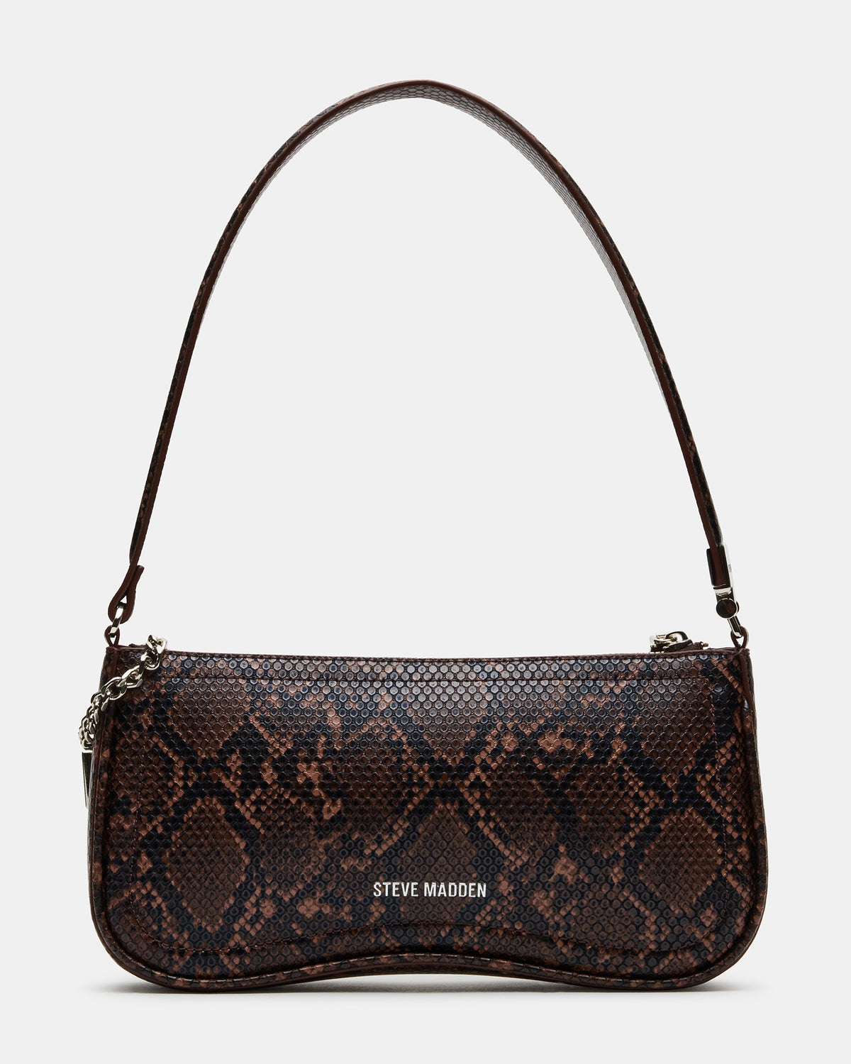 Steve Madden ANGEL Bag Brown Snake Top-Zipper Structured Shoulder Strap Handbag