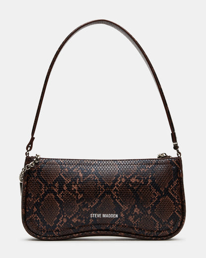 Steve Madden ANGEL Bag Brown Snake Top-Zipper Structured Shoulder Strap Handbag