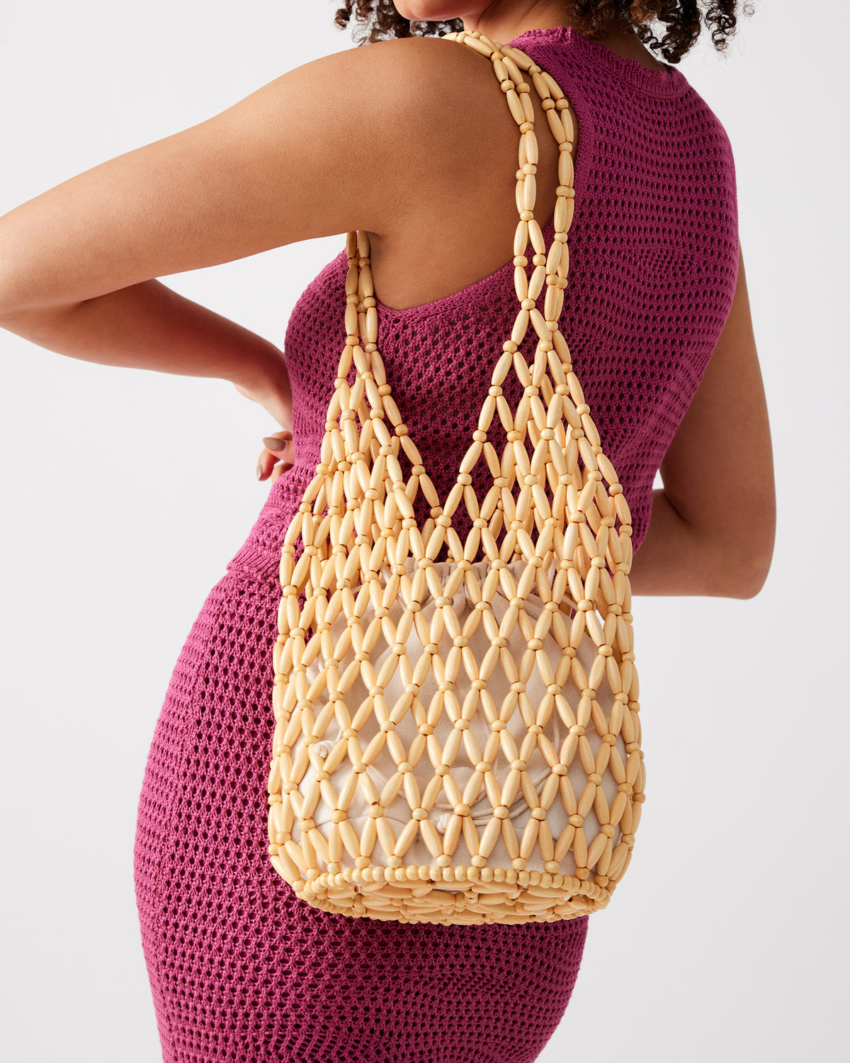 Steve Madden FIJI Natural Women's Beaded Shoulder Bag