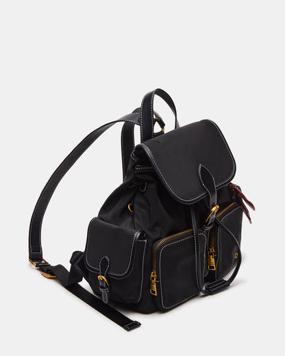 Steve Madden STUDIO Bag Black Nylon Cargo Pocket Drawstring Women's Backpack Handbag