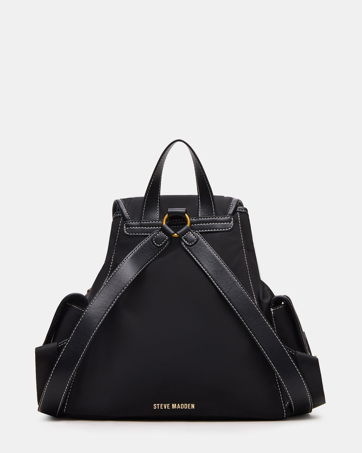 Steve Madden STUDIO Bag Black Nylon Cargo Pocket Drawstring Women's Backpack Handbag