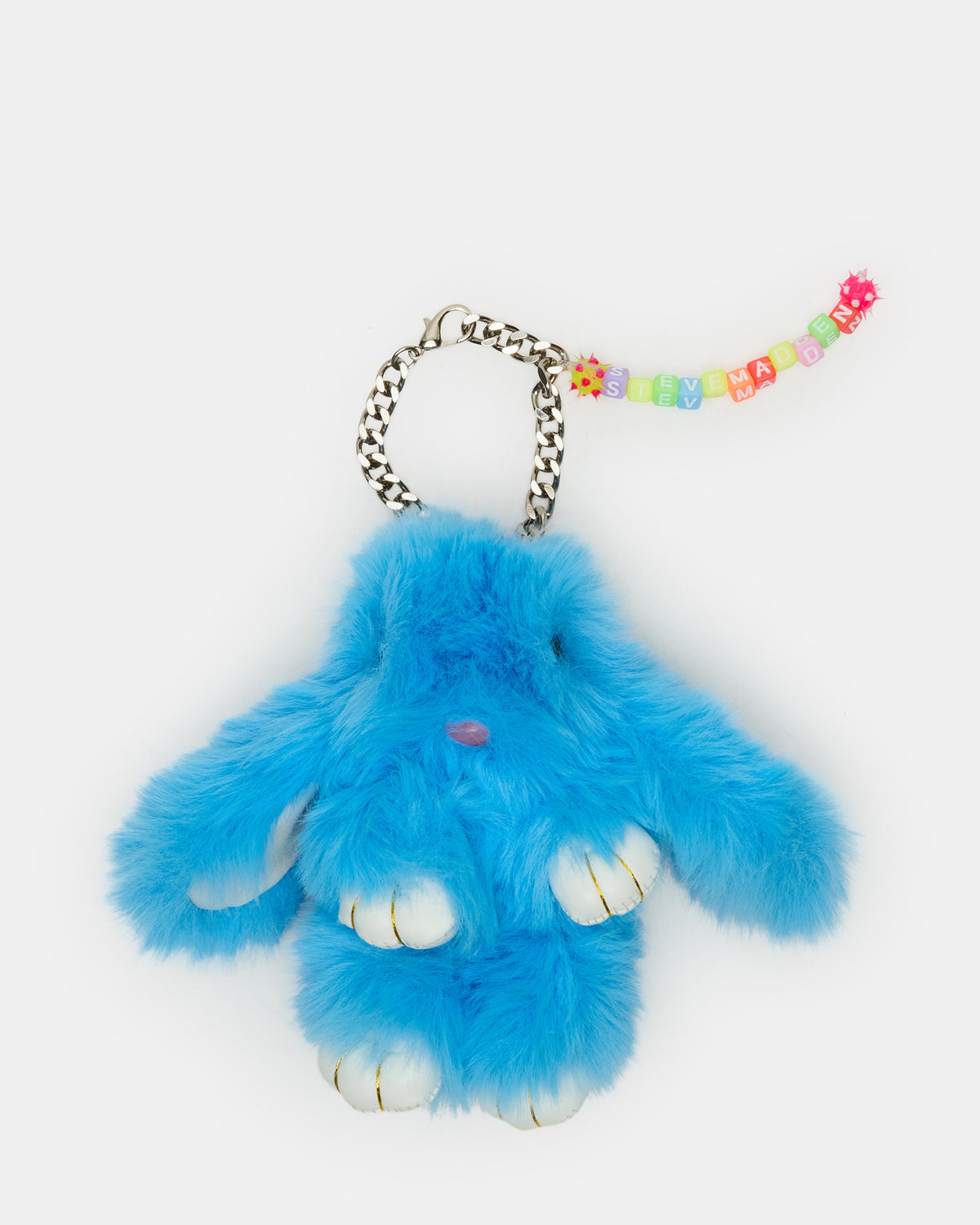 Steve Madden BUNNY BAG CHARM Blue Multi-Colored Alphabet Letter Beaded Plush Bunny Bag Charm