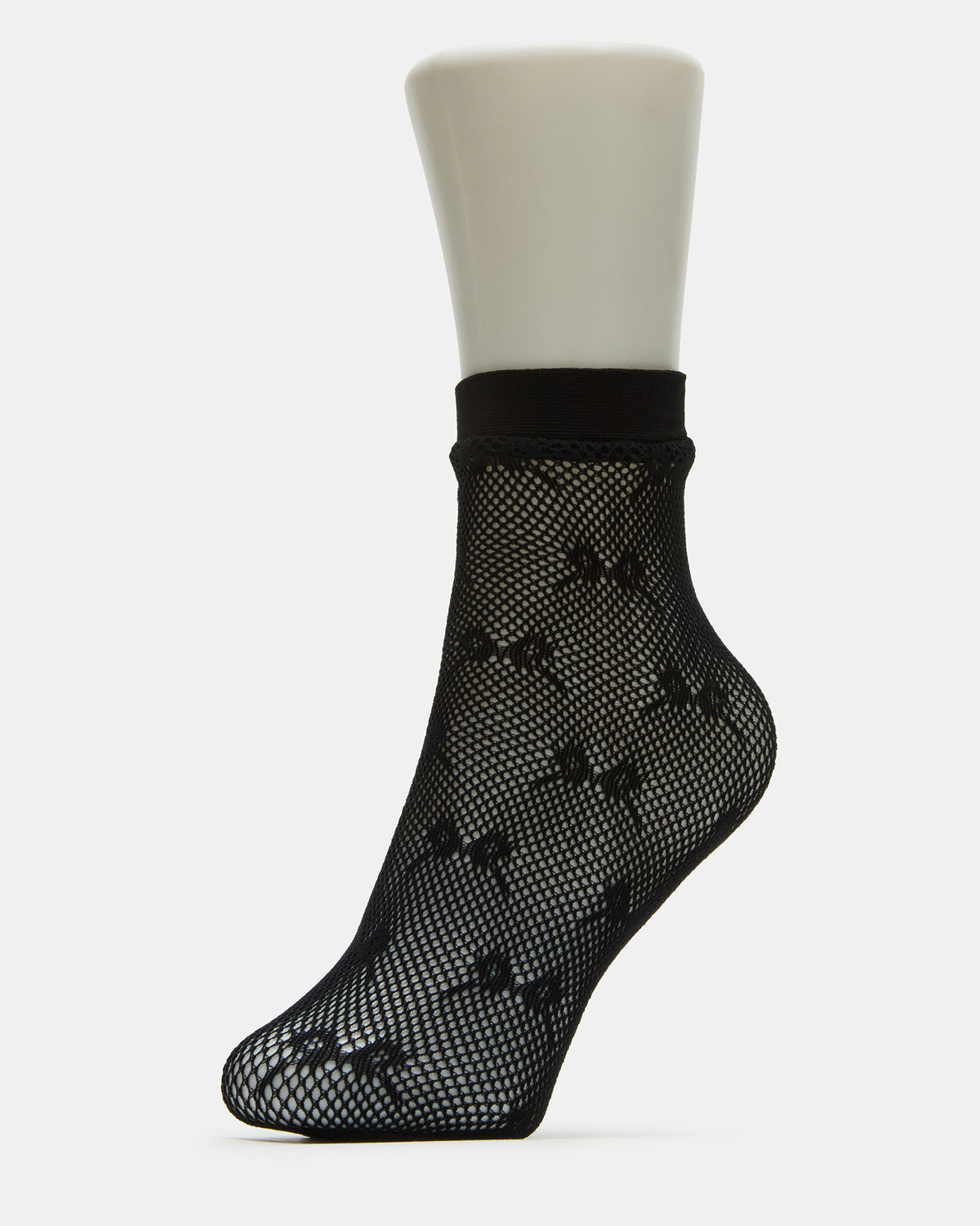 Steve Madden 2 Pack Bow Fishnet Anklet Women's Lace Quarter Socks Black
