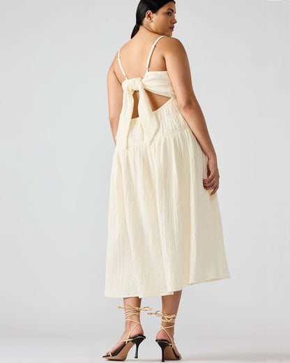 Steve Madden TOBY Ivory Maxi Flowy Bow Women's Dress