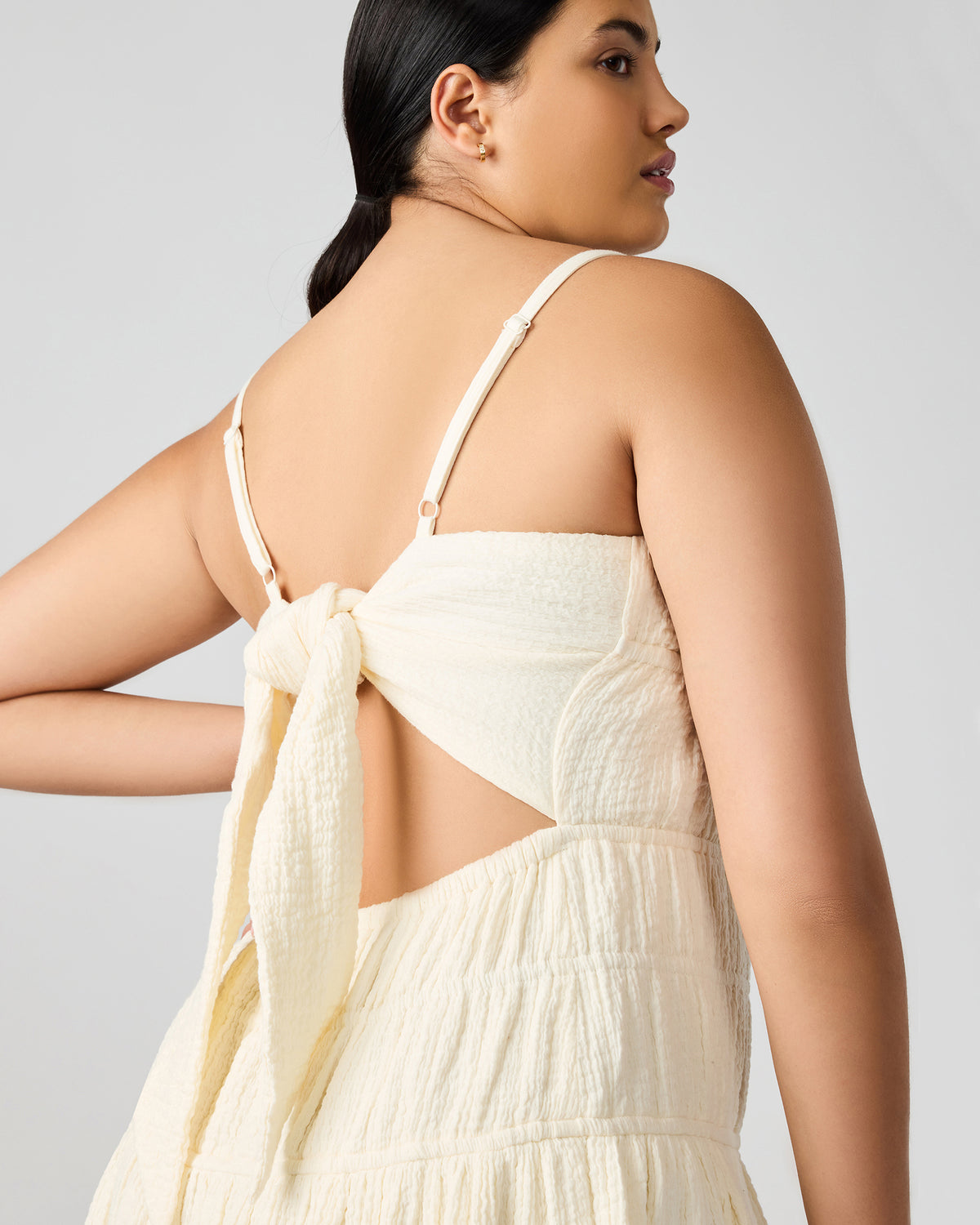 Steve Madden TOBY Ivory Maxi Flowy Bow Women's Dress