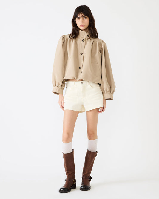Steve Madden DEEDEE Tan Long-Sleeved Button-Up Collared Women's Jacket
