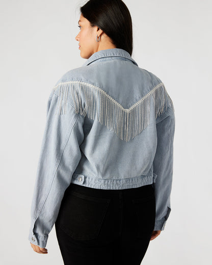 Steve Madden CANYON Denim Jacket | Women's Rhinestone Fringe Jacket