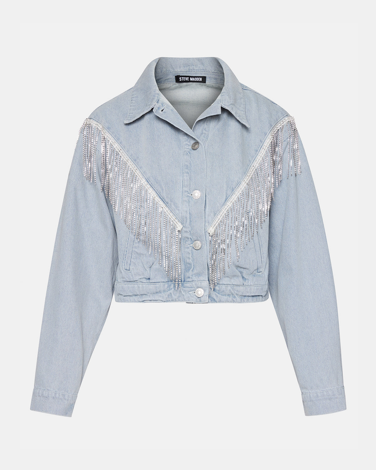 Steve Madden CANYON Denim Jacket | Women's Rhinestone Fringe Jacket