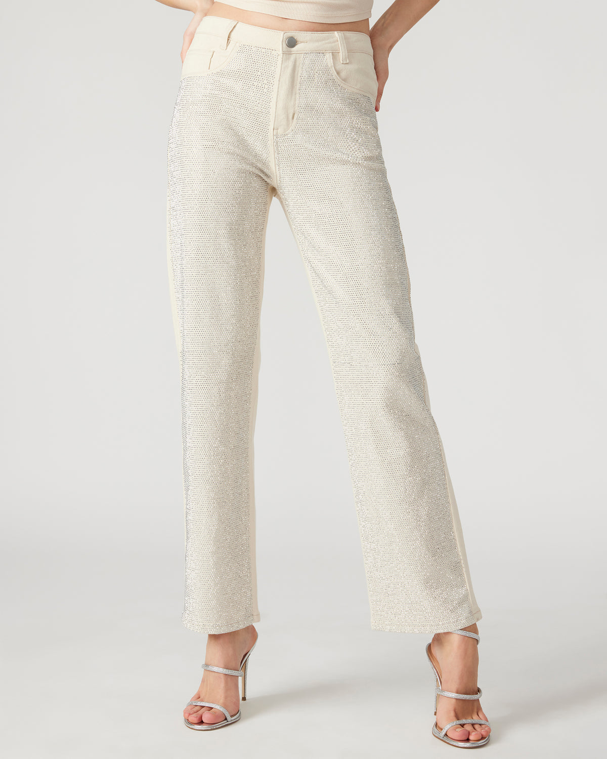 Steve Madden JESSE White Women's Rhinestone Studded Jeans