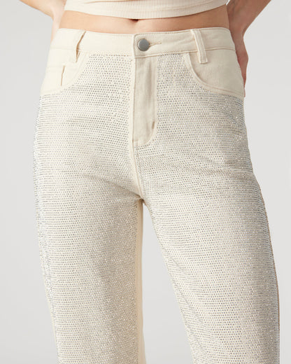 Steve Madden JESSE White Women's Rhinestone Studded Jeans