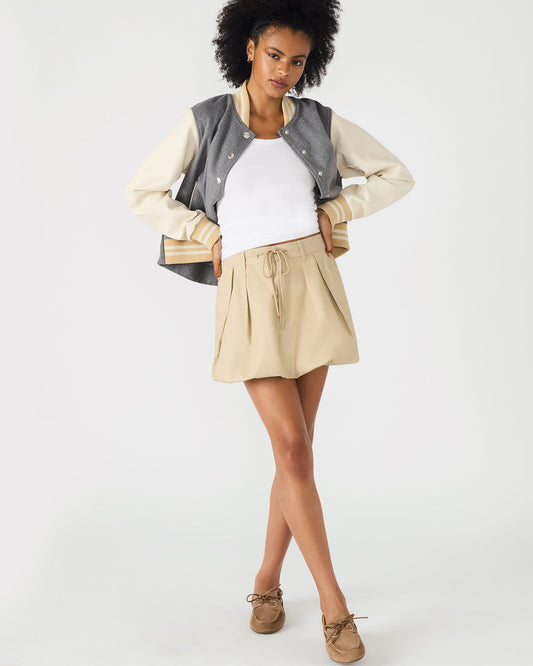 Steve Madden LIVIE Khaki Mini Tie-Front Bubble Women's Skirt