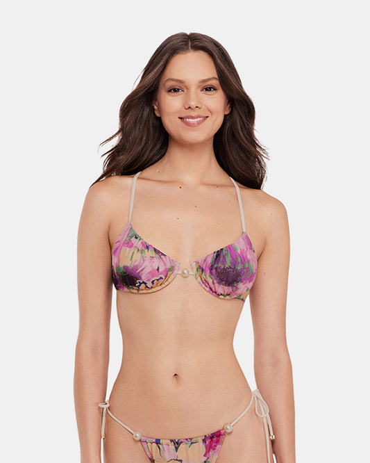 Steve Madden SUPER BLOOM MULTI BIKINI TOP Underwire Pearl Women's Bikini Top