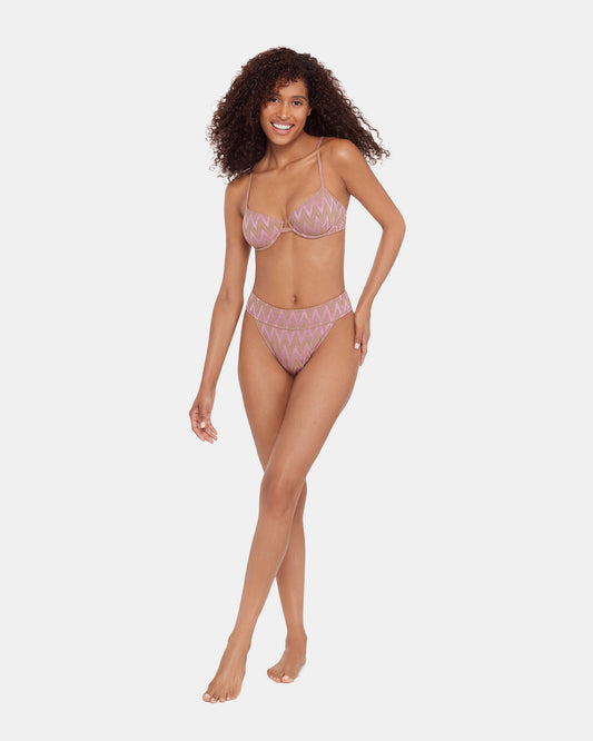 Steve Madden CHEVRON SHINE BIKINI BOTTOM Purple Women's Bikini Bottoms