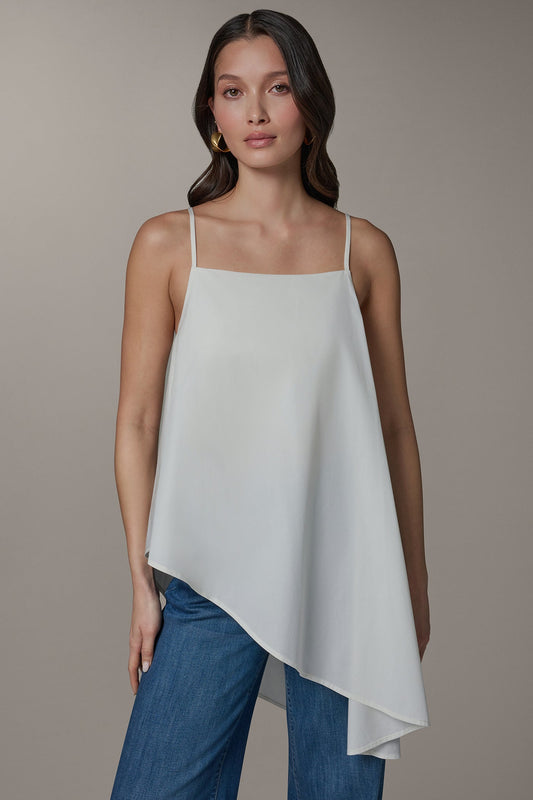 Cream SLEEVELESS ASYMMETRIC TIE BACK BLOUSE Donna Karan