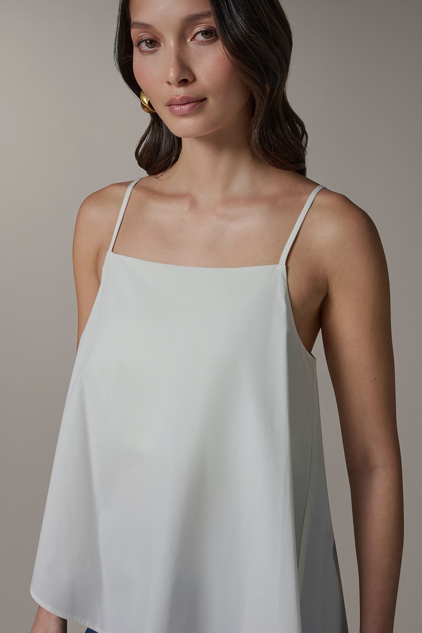 Cream SLEEVELESS ASYMMETRIC TIE BACK BLOUSE Donna Karan