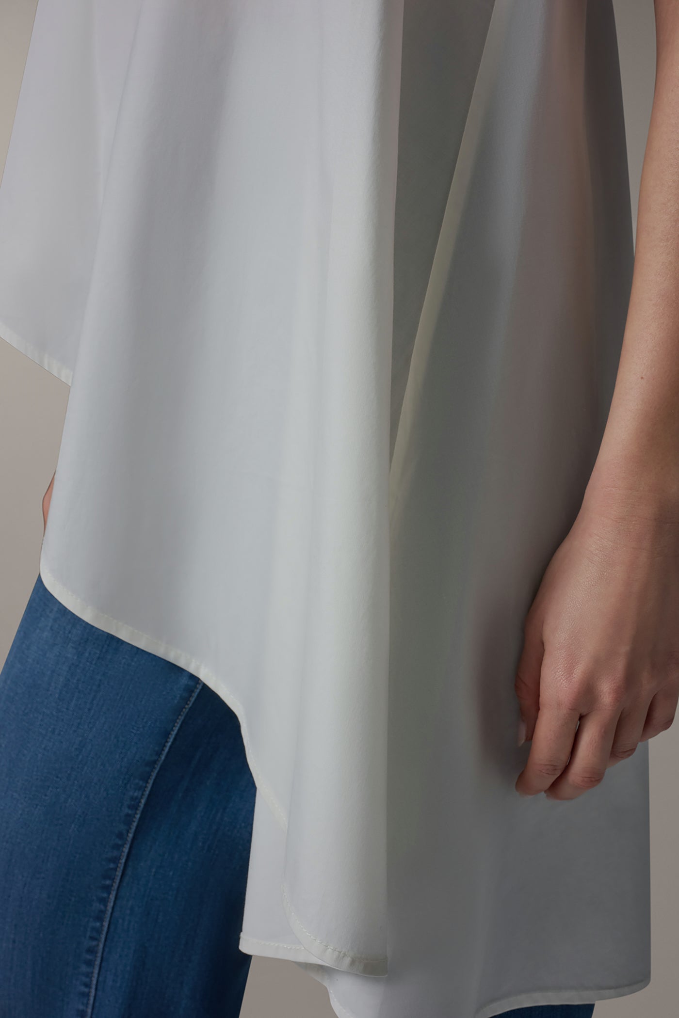 Cream SLEEVELESS ASYMMETRIC TIE BACK BLOUSE Donna Karan