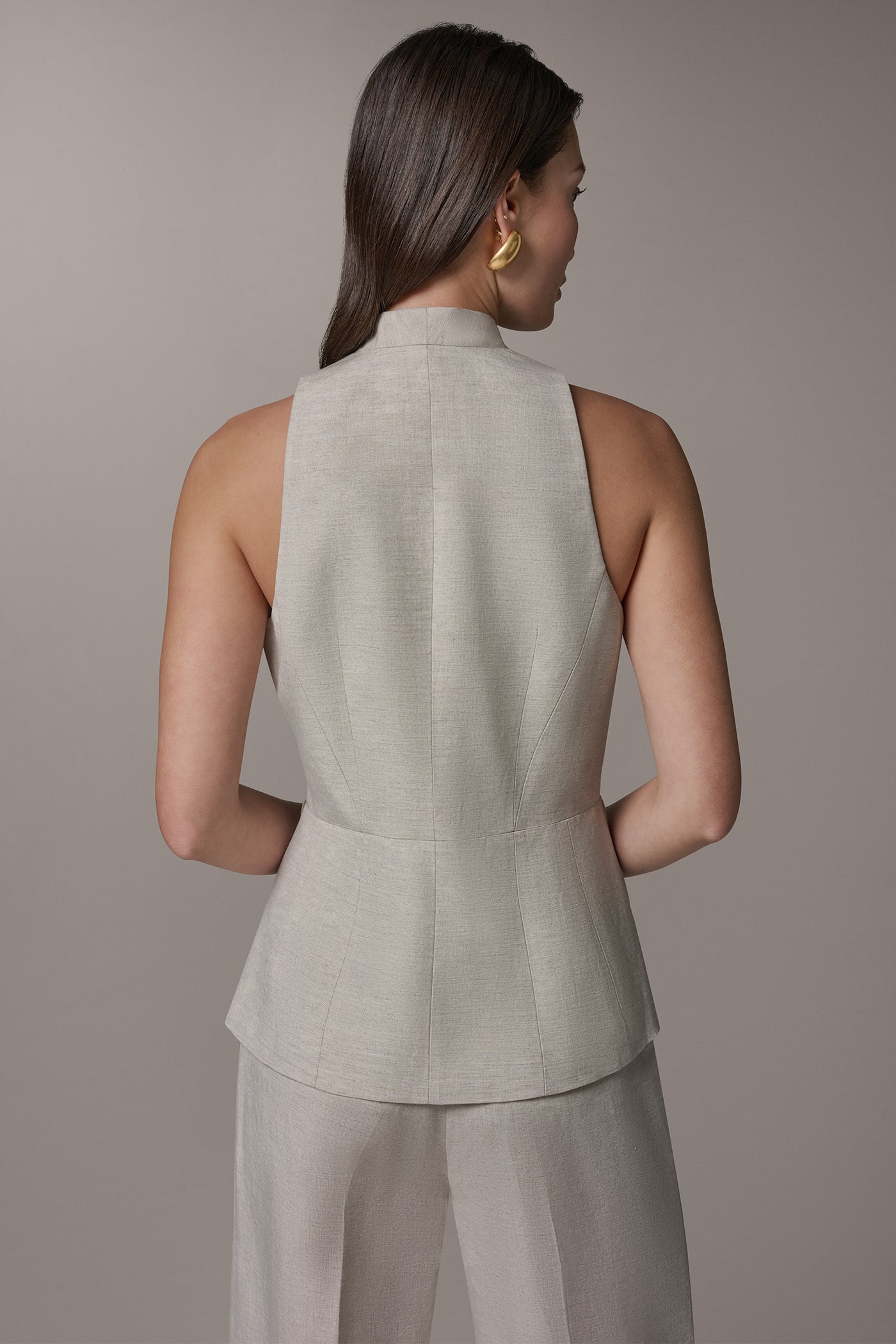Flax COLLARLESS SUIT VEST Donna Karan