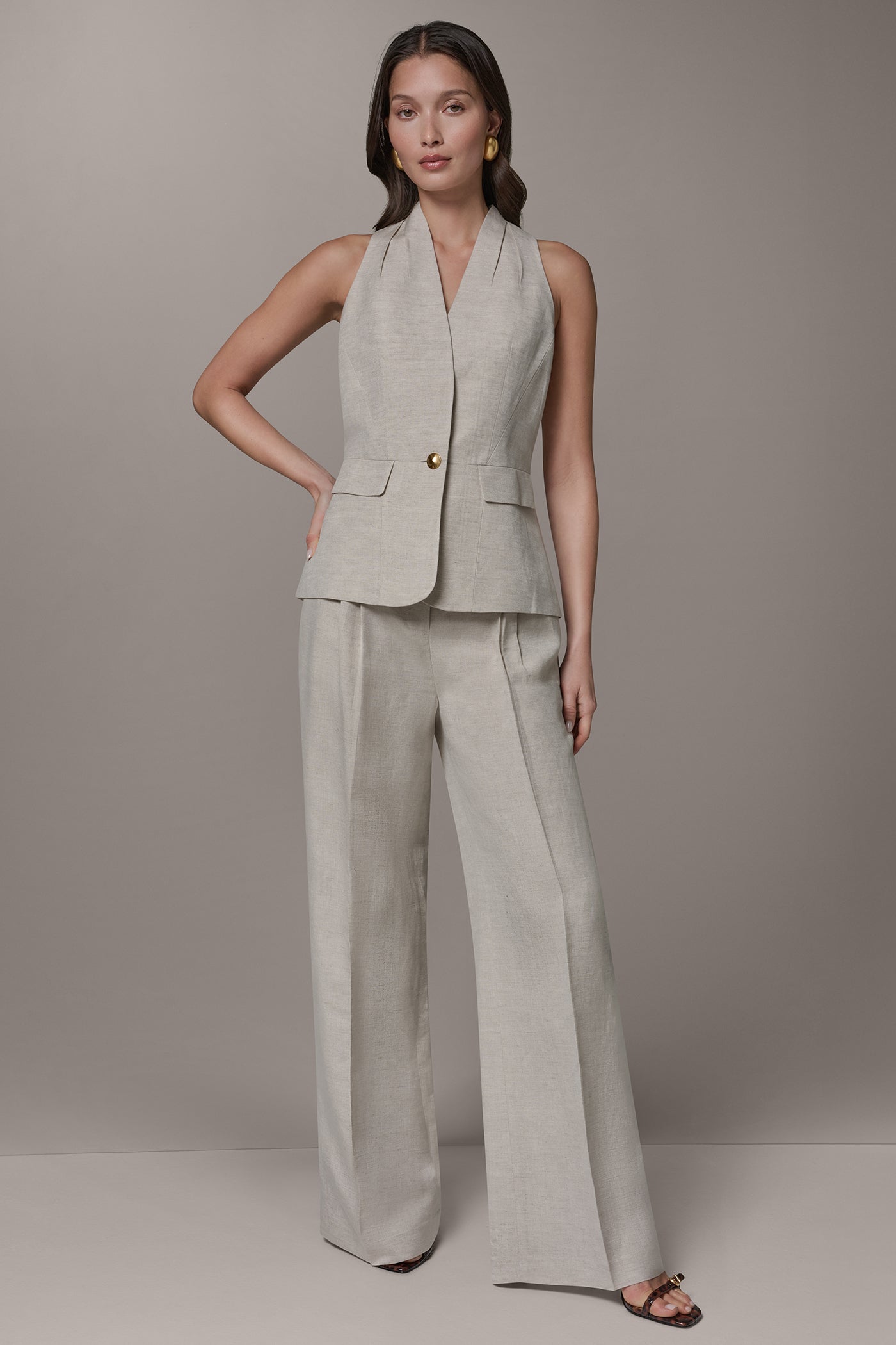 Flax COLLARLESS SUIT VEST Donna Karan