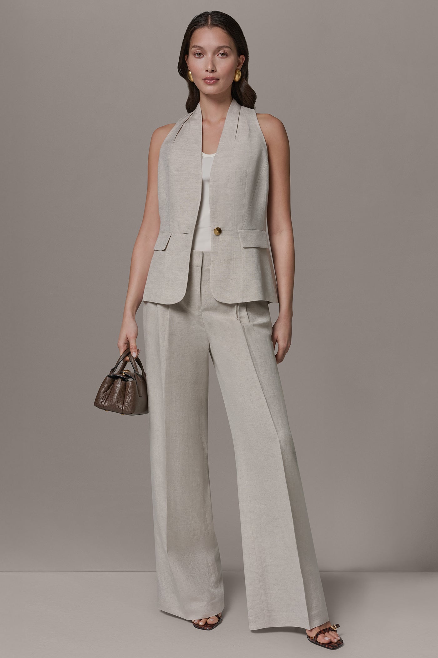 Flax COLLARLESS SUIT VEST Donna Karan
