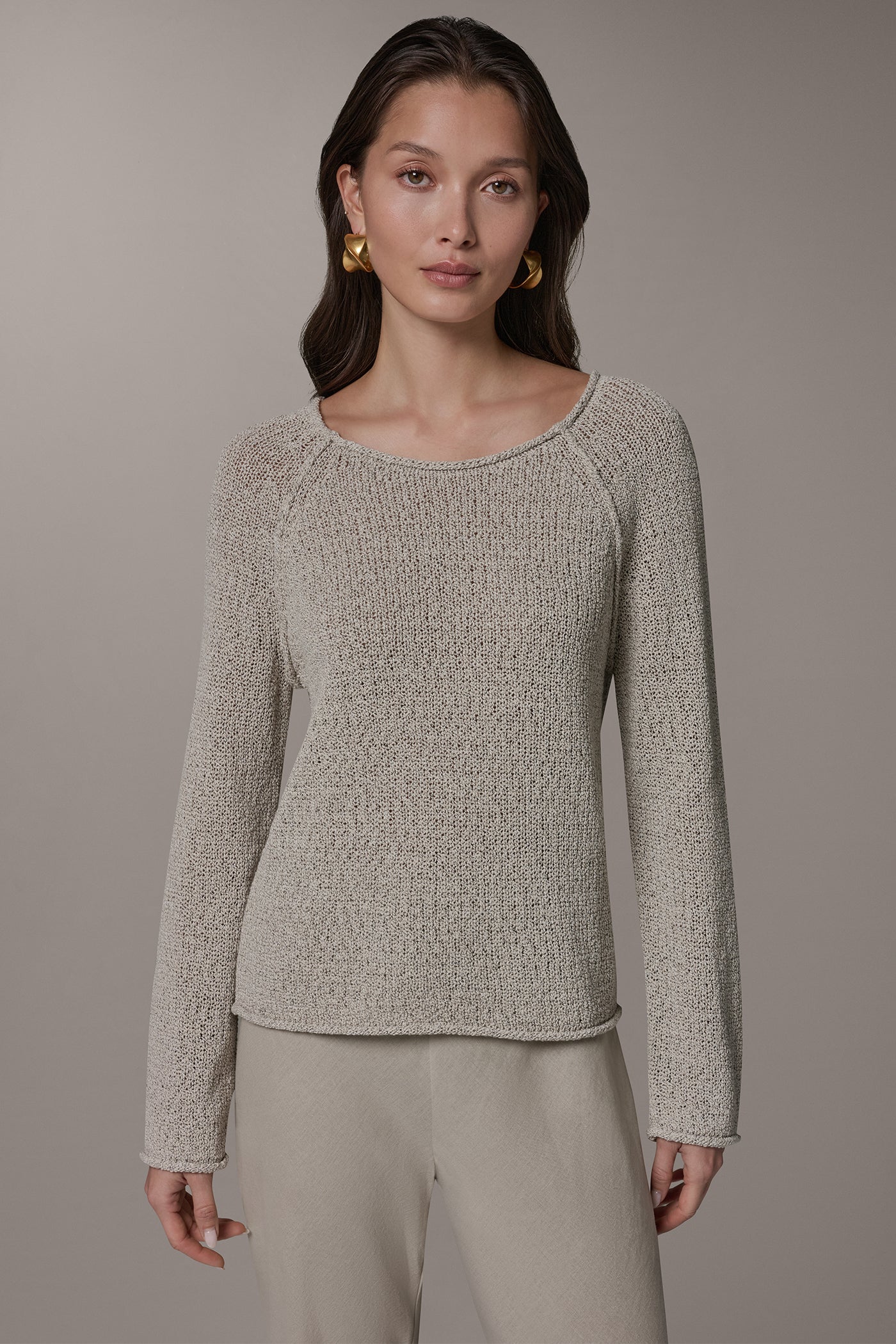 Sandstone Multi LONG SLEEVE EASY SWEATER Donna Karan