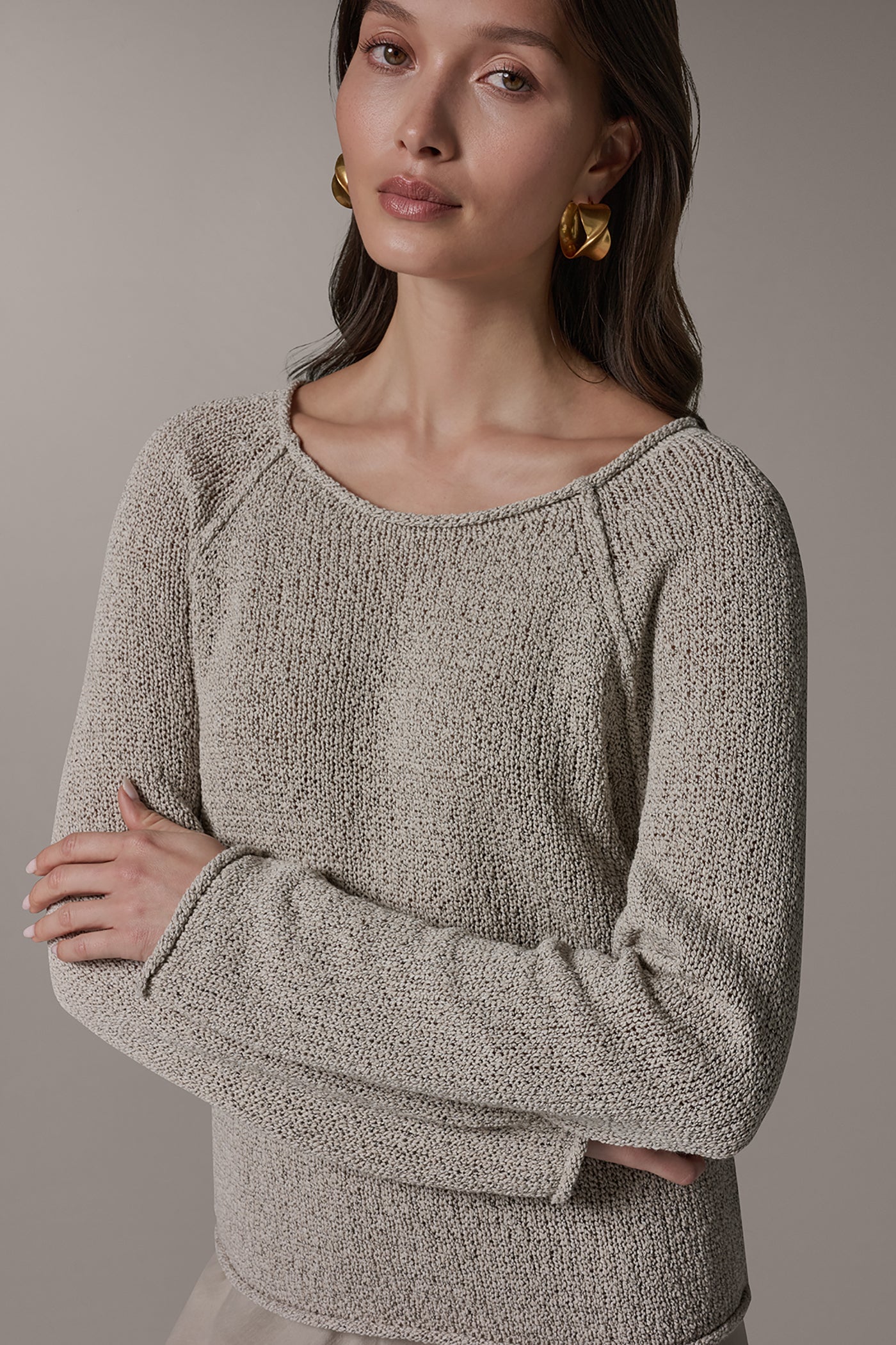 Sandstone Multi LONG SLEEVE EASY SWEATER Donna Karan