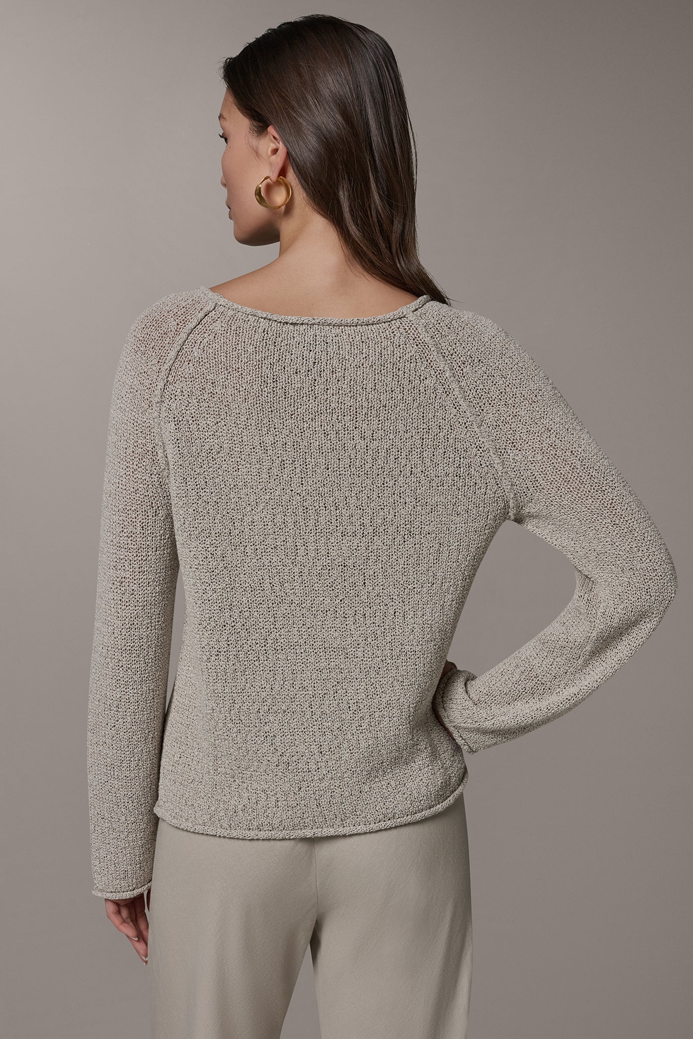 Sandstone Multi LONG SLEEVE EASY SWEATER Donna Karan