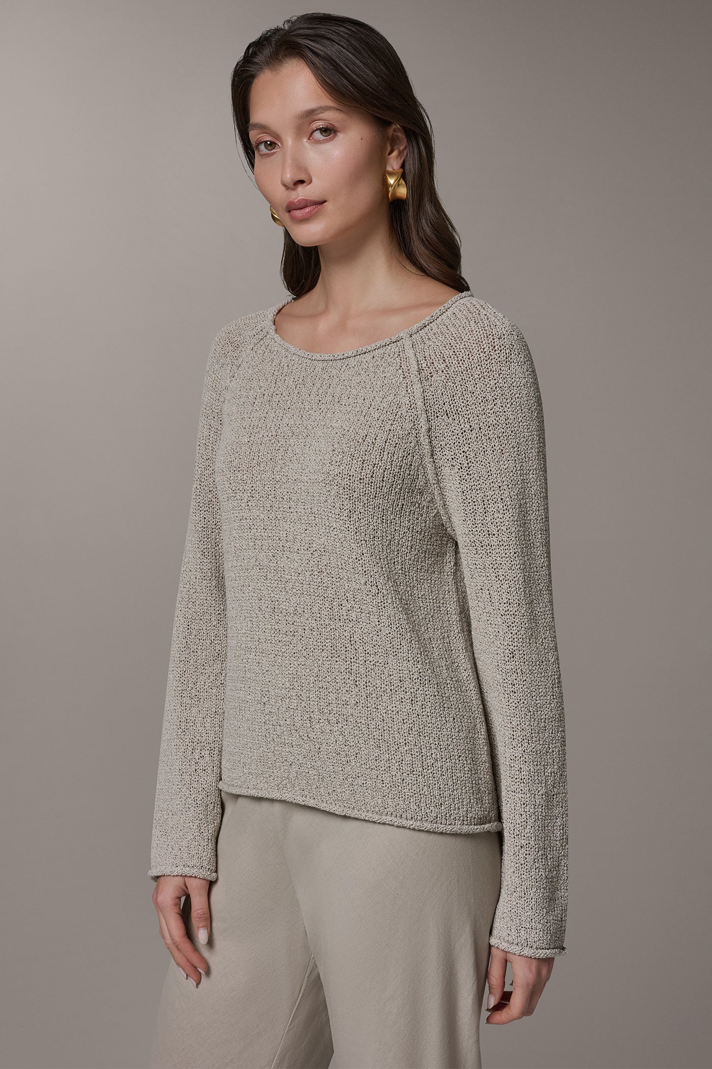 Sandstone Multi LONG SLEEVE EASY SWEATER Donna Karan