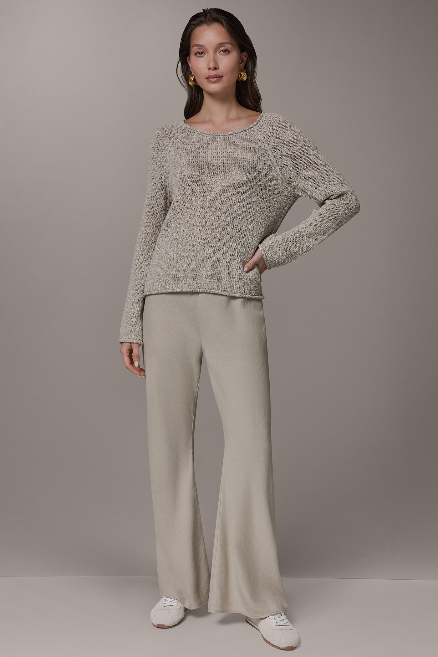 Sandstone Multi LONG SLEEVE EASY SWEATER Donna Karan