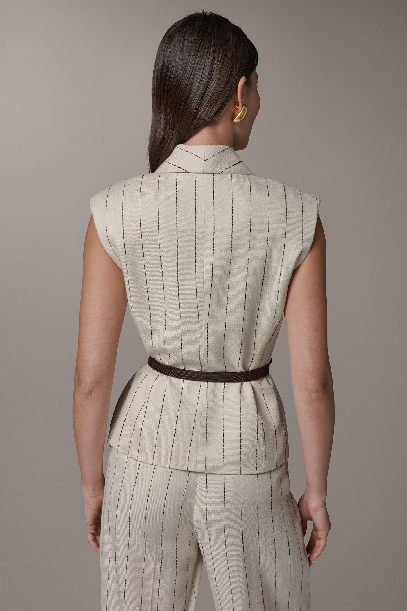 Flax/Canyon PINSTRIPE VEST Donna Karan