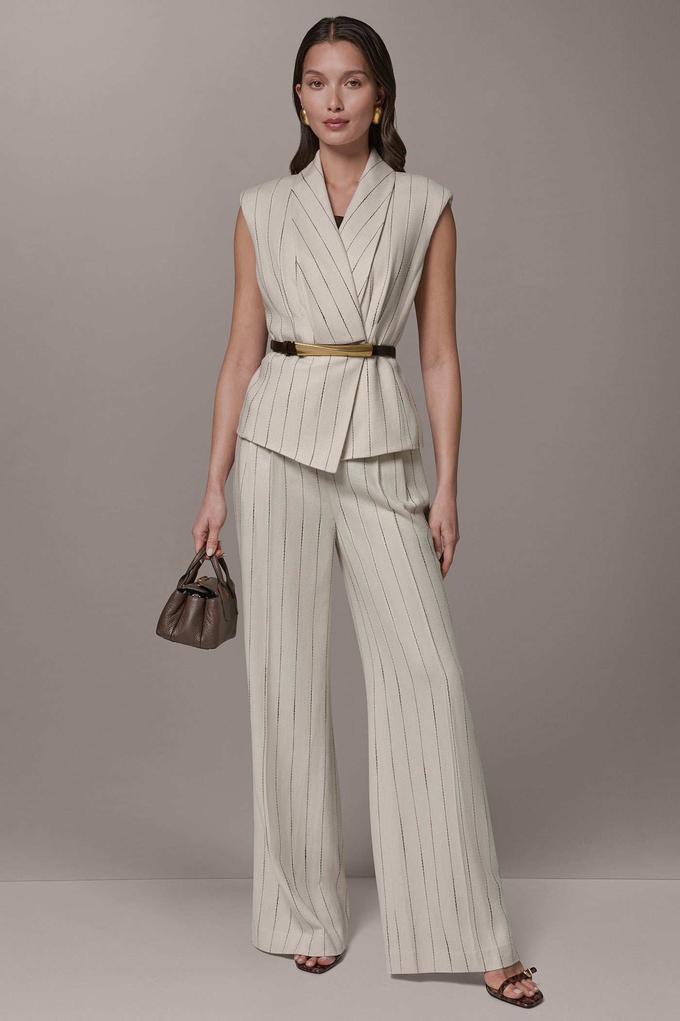 Flax/Canyon PINSTRIPE VEST Donna Karan