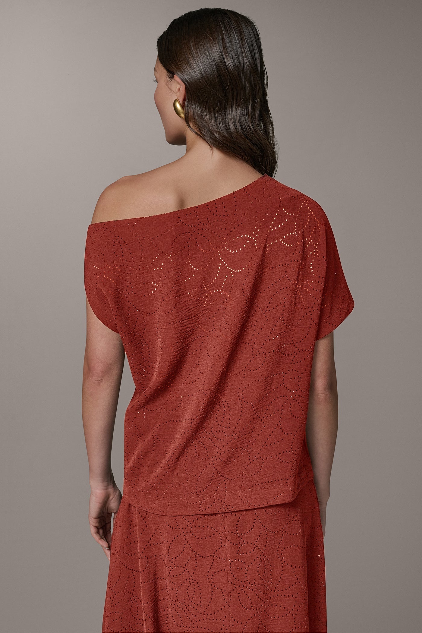 Sunbaked SLEEVELESS ASYMMETRIC LASER CUT TOP Donna Karan