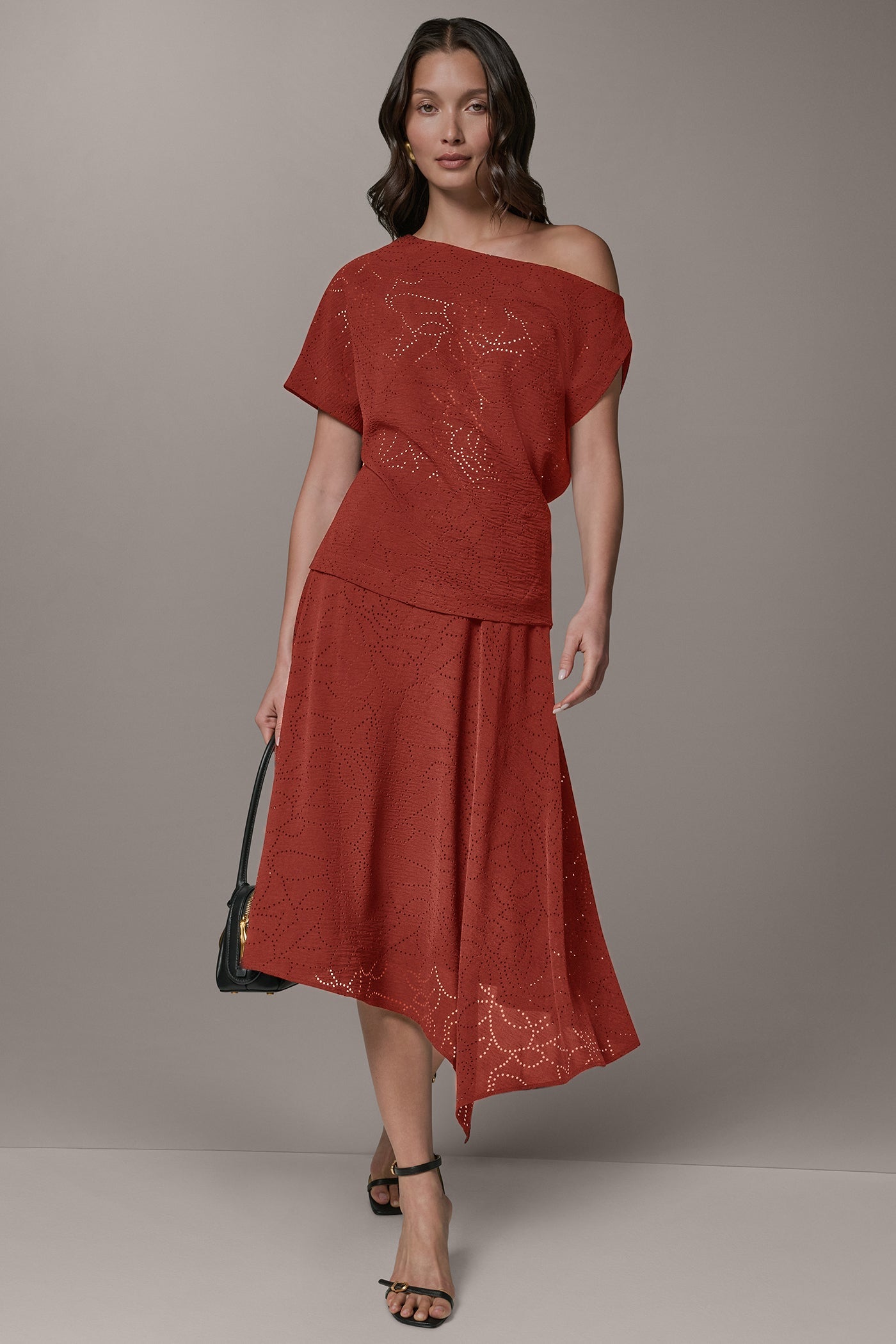 Sunbaked SLEEVELESS ASYMMETRIC LASER CUT TOP Donna Karan