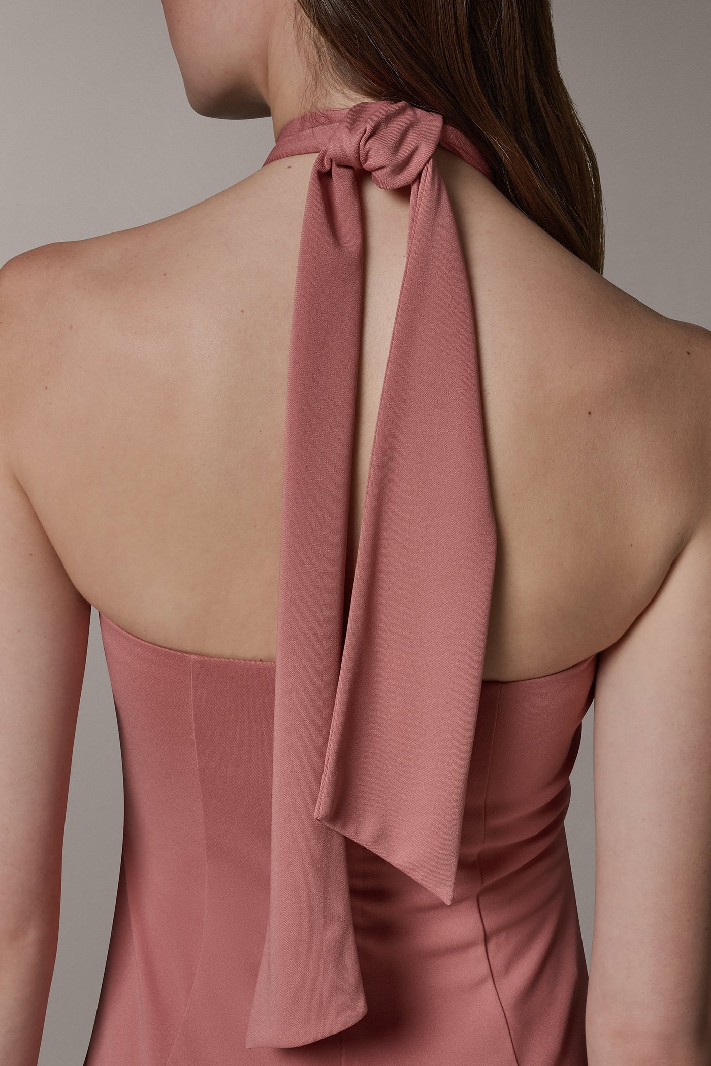 Desert Clay SLEEVELESS MIDI A-LINE HALTER DRESS Donna Karan