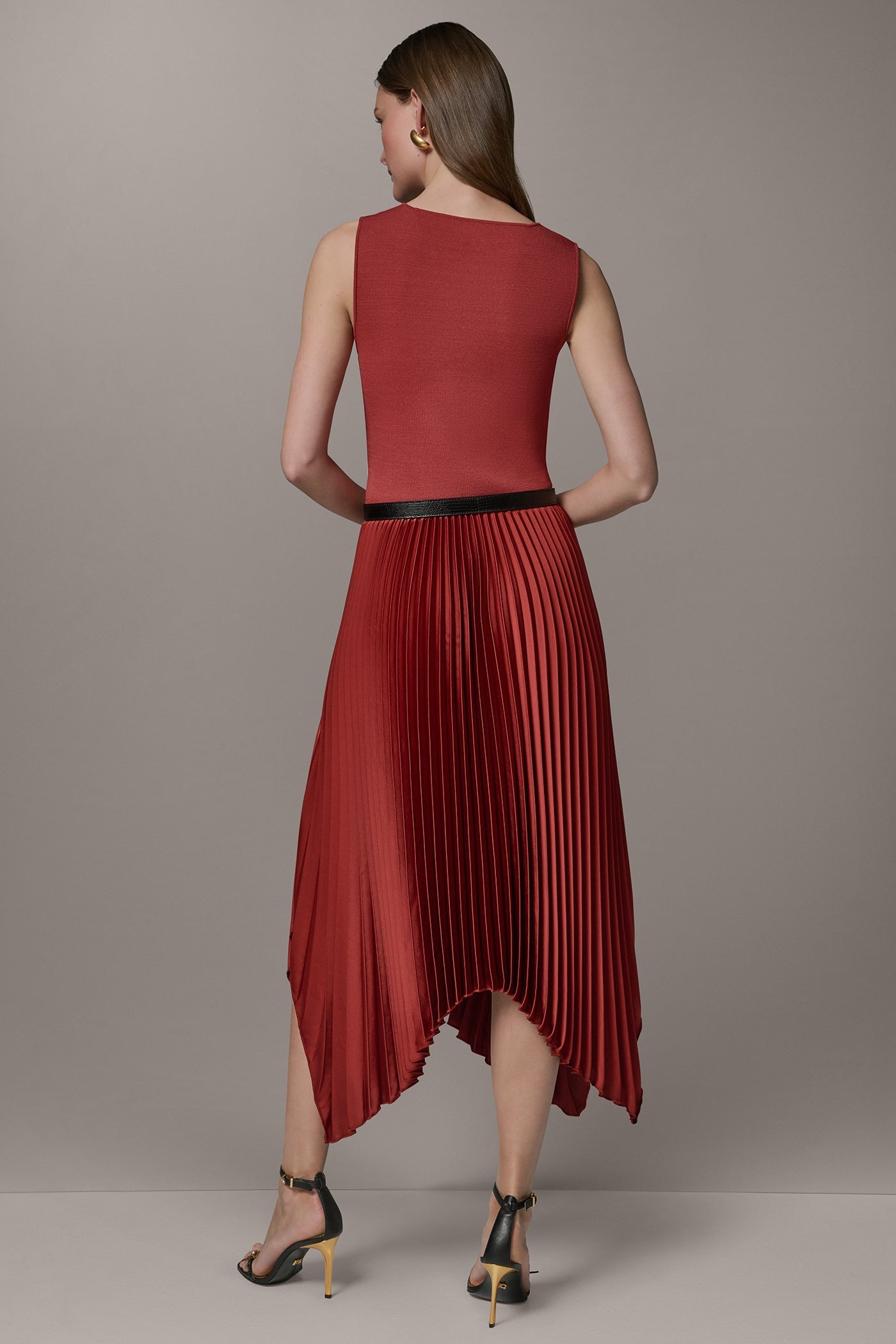 Sunbaked SLEEVELESS MIDI MIXED MEDIA DRESS Donna Karan