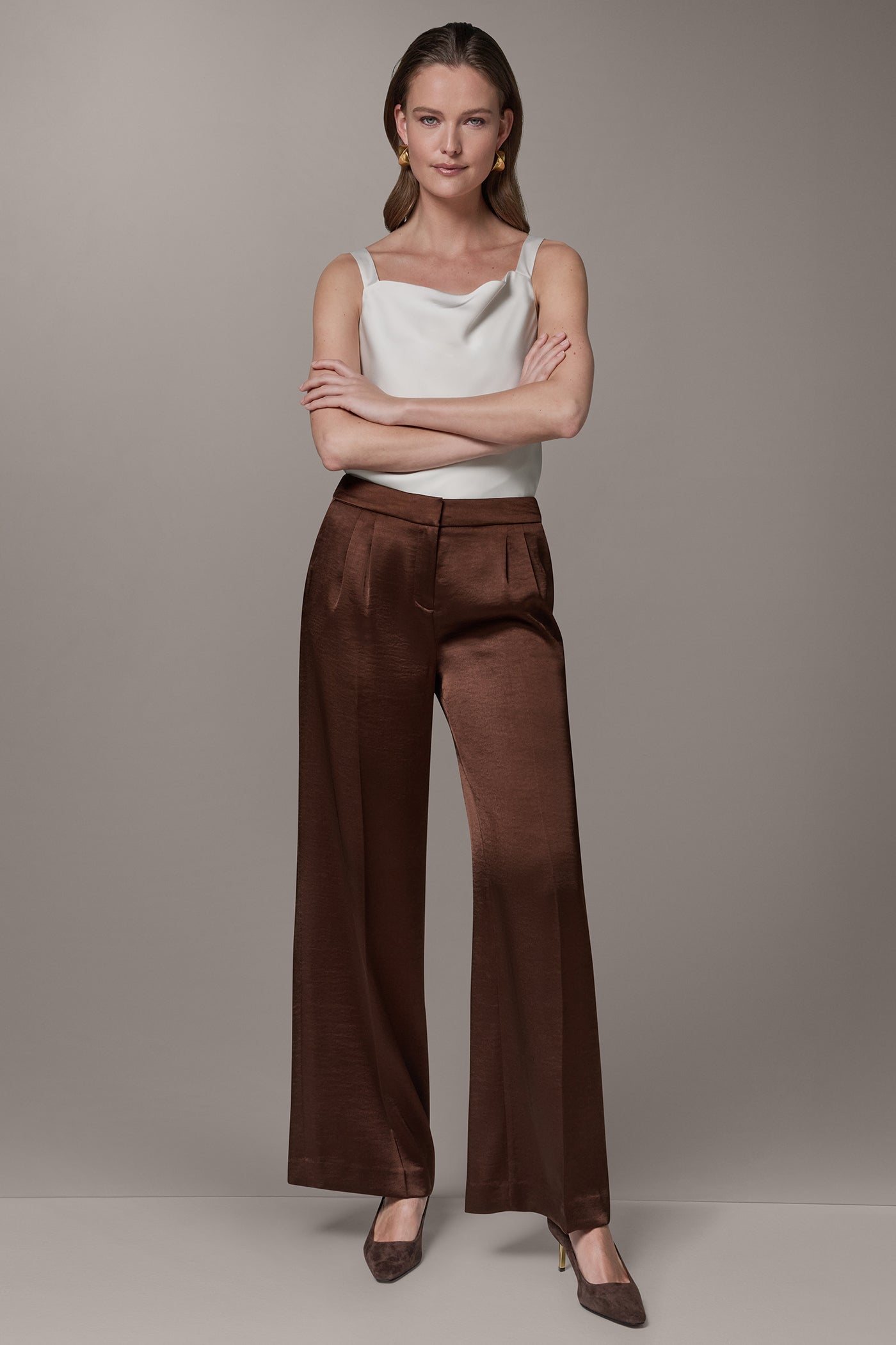 Canyon MID-RISE PLEATED WIDE-LEG PANT Donna Karan
