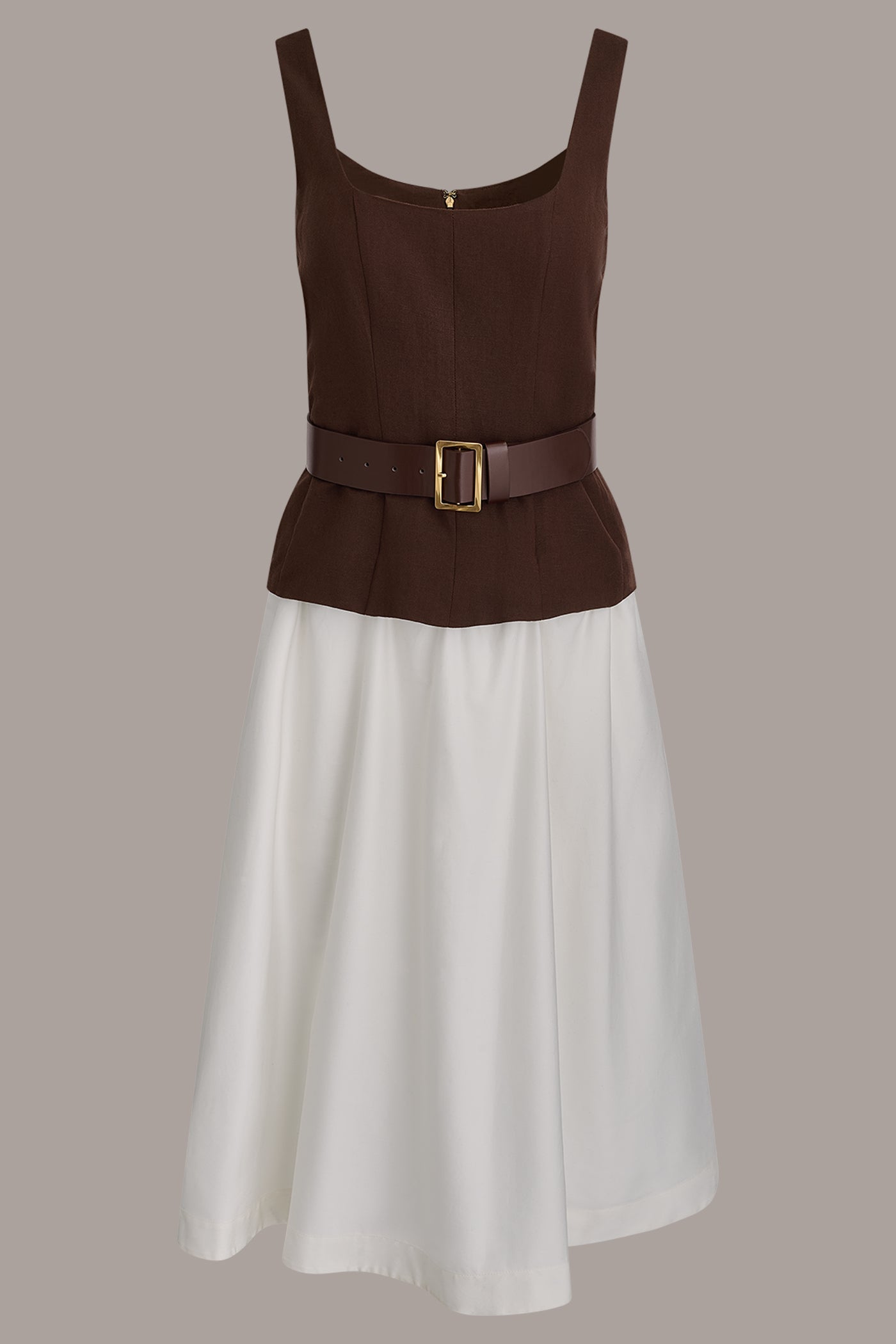 Canyon/Cream SLEEVELESS MIDI FIT AND FLARE DRESS Donna Karan