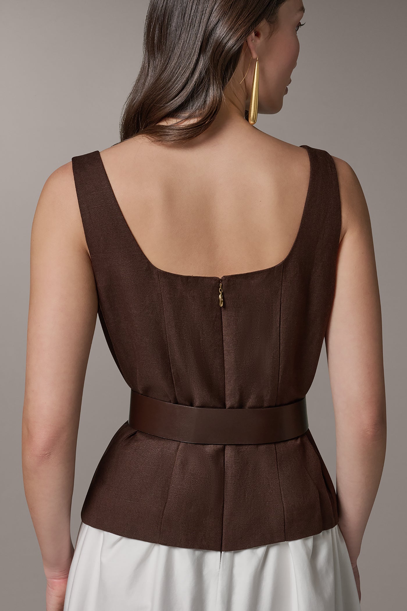 Canyon/Cream SLEEVELESS MIDI FIT AND FLARE DRESS Donna Karan