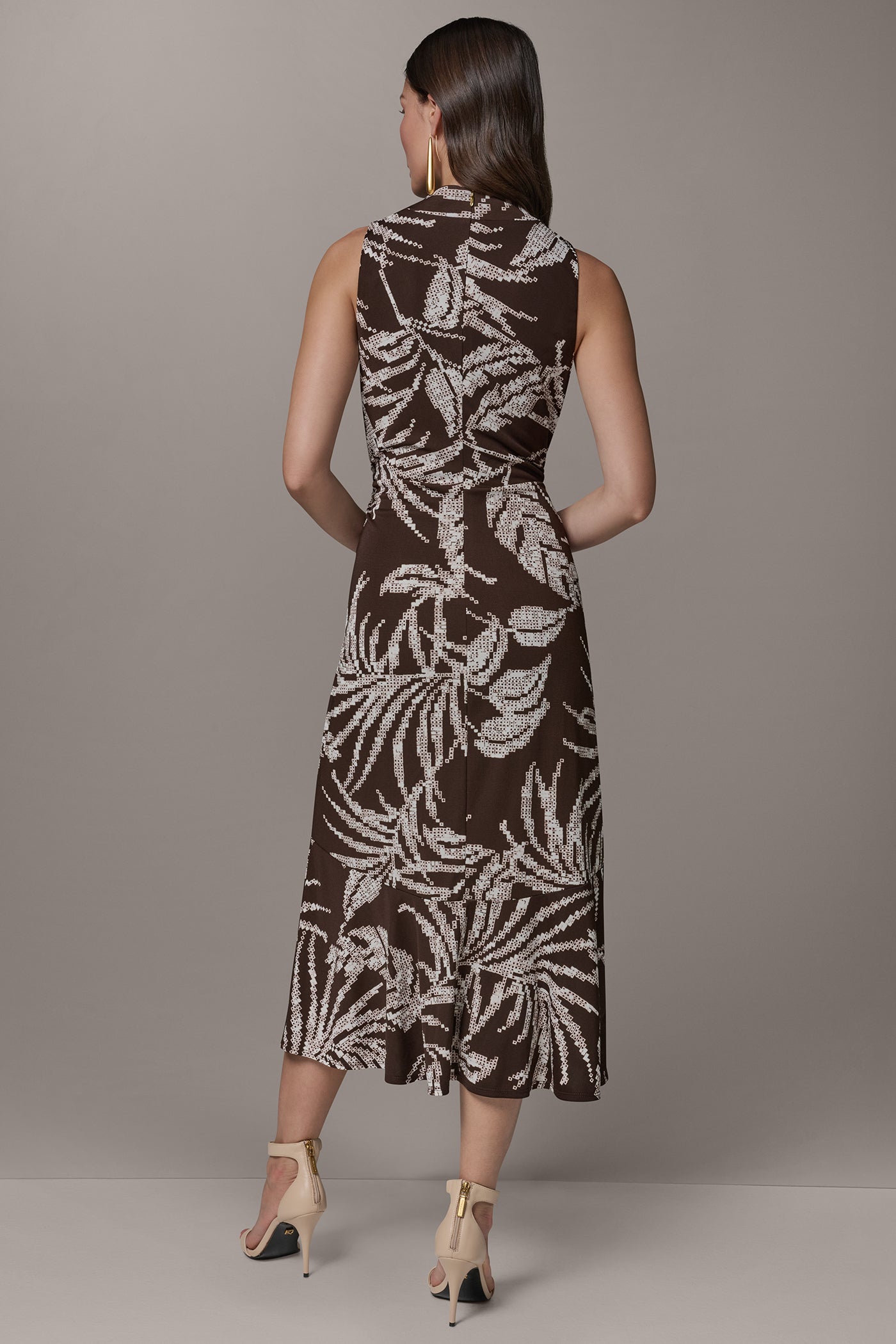 Canyon Multi FLORAL SLEEVELESS COWL NECK MIDI DRESS Donna Karan