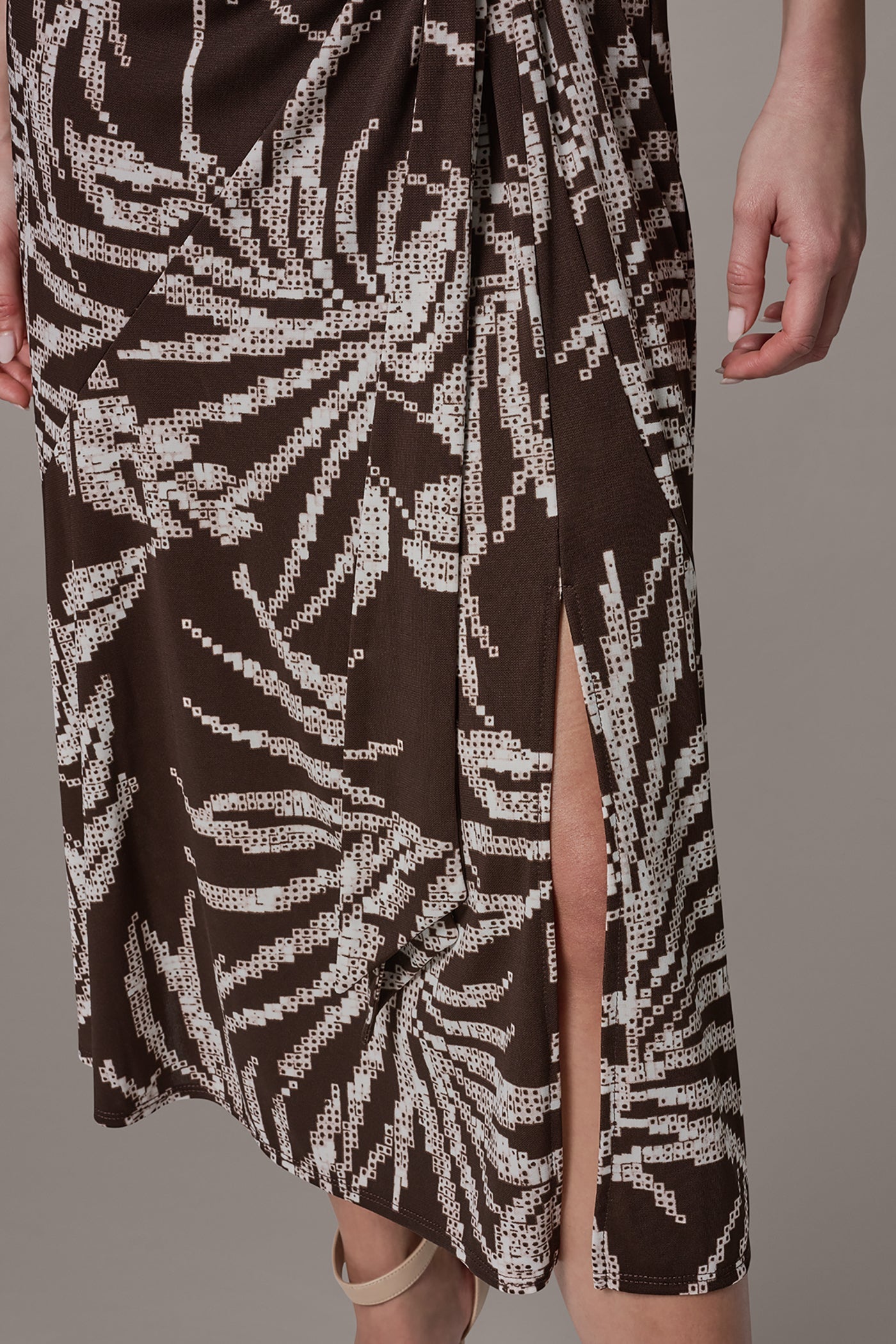 Canyon Multi FLORAL SLEEVELESS COWL NECK MIDI DRESS Donna Karan