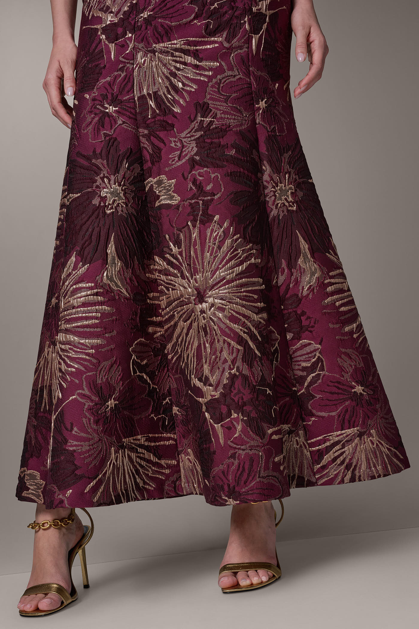Prune Multi ONE SHOULDER FLORAL TRUMPET GOWN Donna Karan
