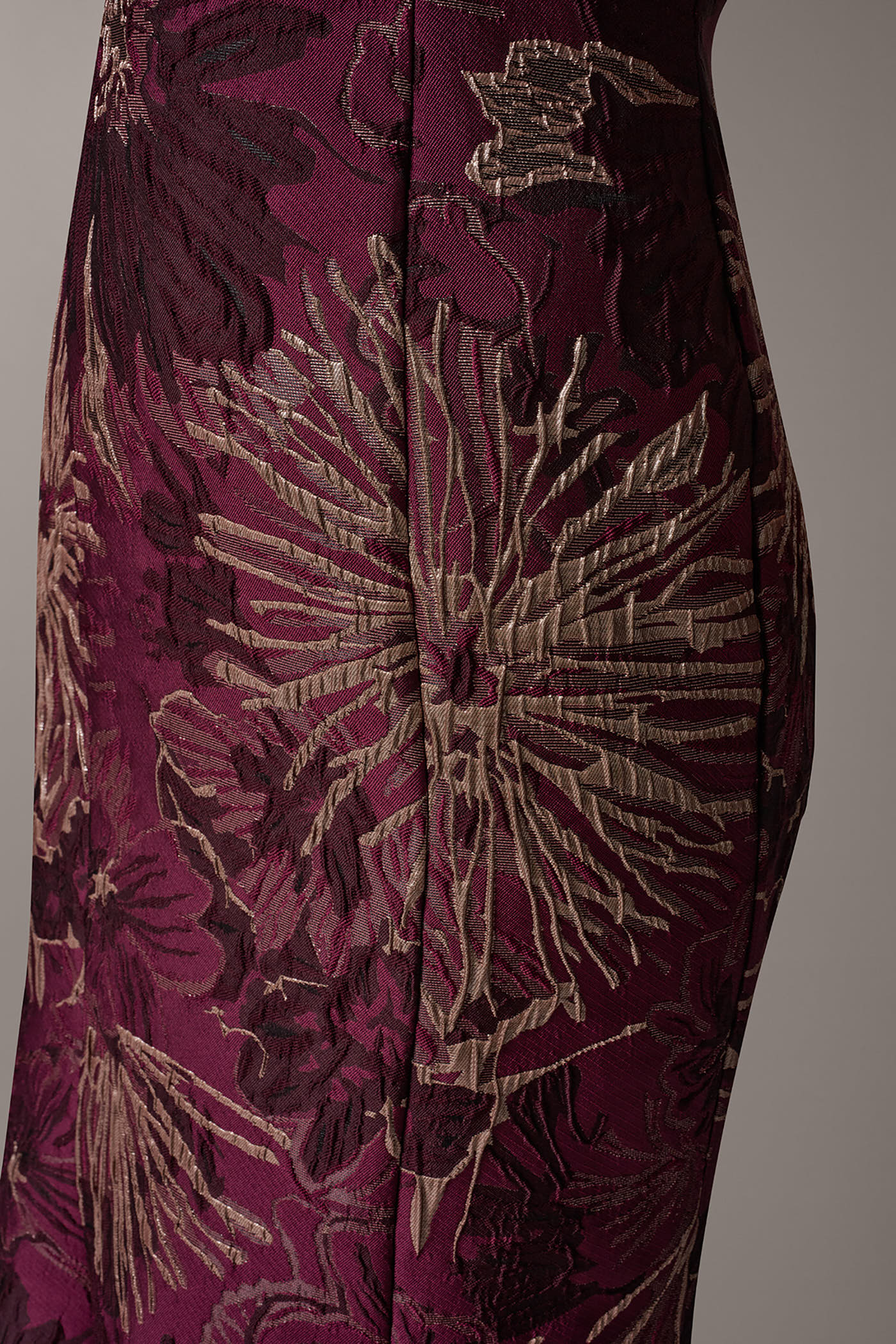 Prune Multi ONE SHOULDER FLORAL TRUMPET GOWN Donna Karan
